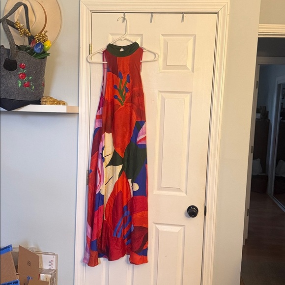 Anthropologie Red and Blue Floral Maxi Dress - Picture 6 of 7